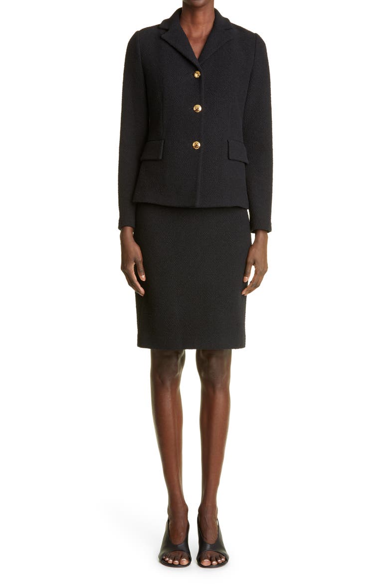 Bouclé Knit Jacket, Alternate, color, BK00 BLACK