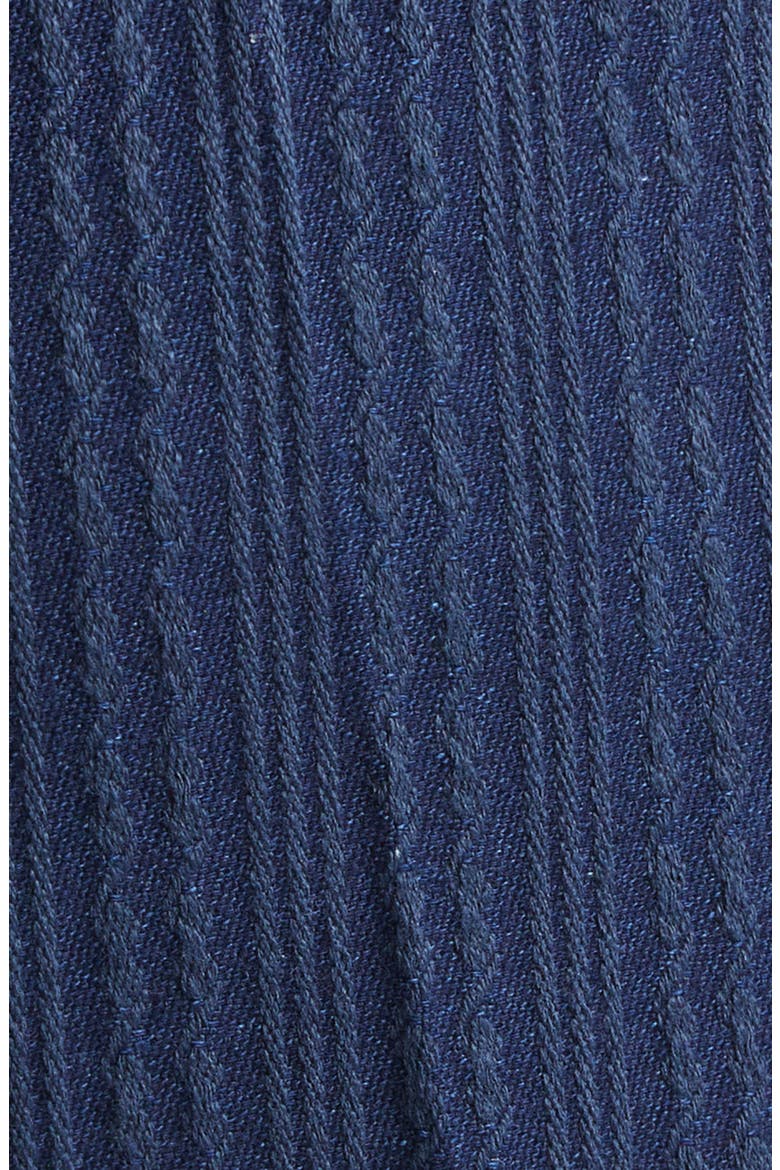 Side Tuck Cotton Blend Jacquard Knit Wide Leg Pants, Alternate, color, NAVY