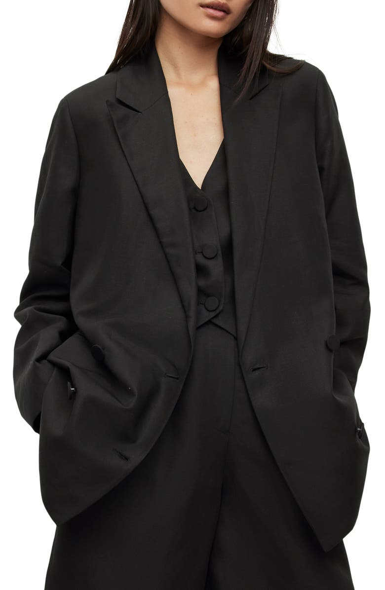 AllSaints Petra Double Breasted Blazer, Main, color,