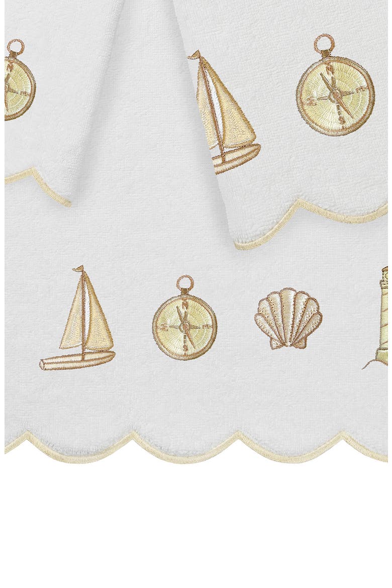 Sea Joy Scallop 3-Piece Embellished Towel Set, Alternate, color, WHITE/ BEIGE