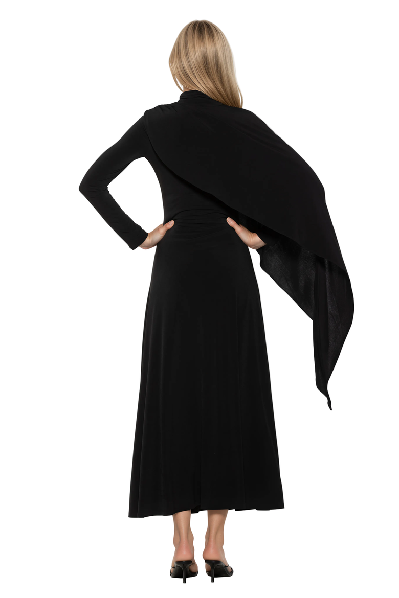 Aziel Mockneck Cape Maxi Dress, Alternate, color, Black