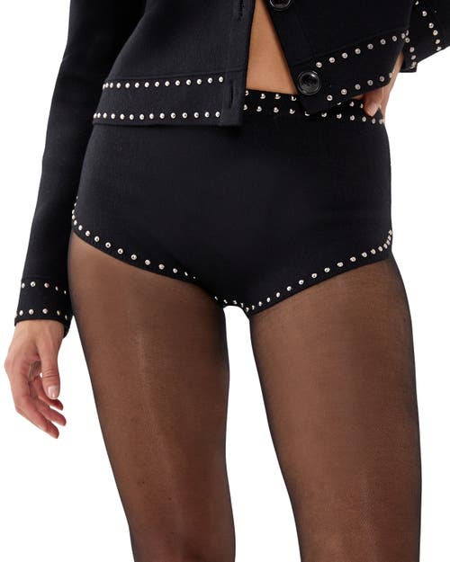 Nasty Gal Knitted Western Stud Detail Shorts In Black