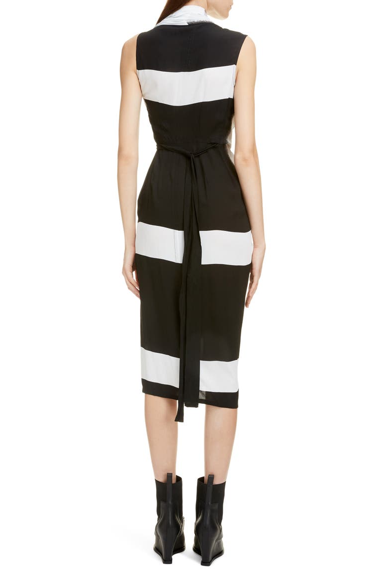Stripe Wrap Midi Dress, Alternate, color, BLACK/ SILVER
