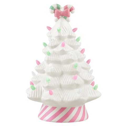12 in. Nostalgic Ceramic Lit Candy Cane Tree