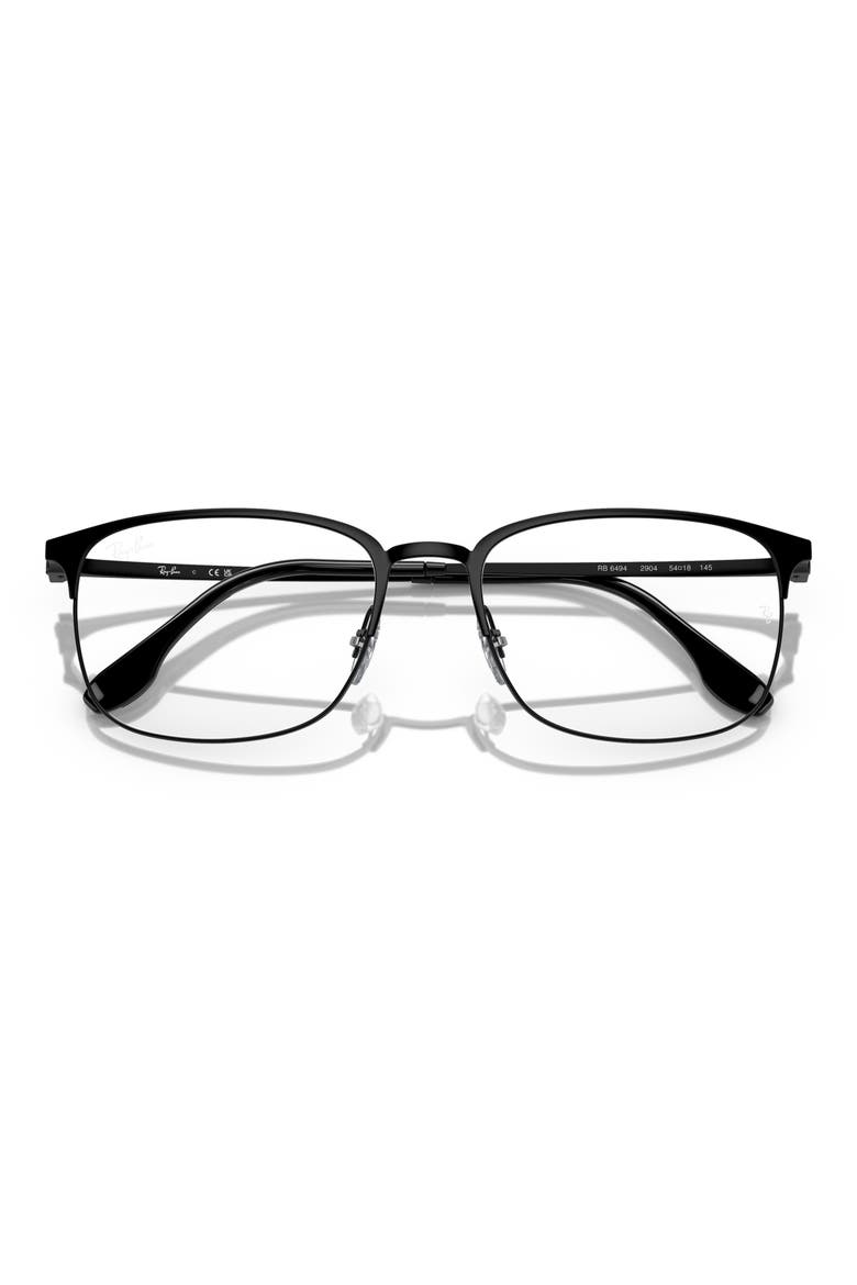 56mm Rectangular Pillow Optical Glasses, Alternate, color, MATTE BLACK