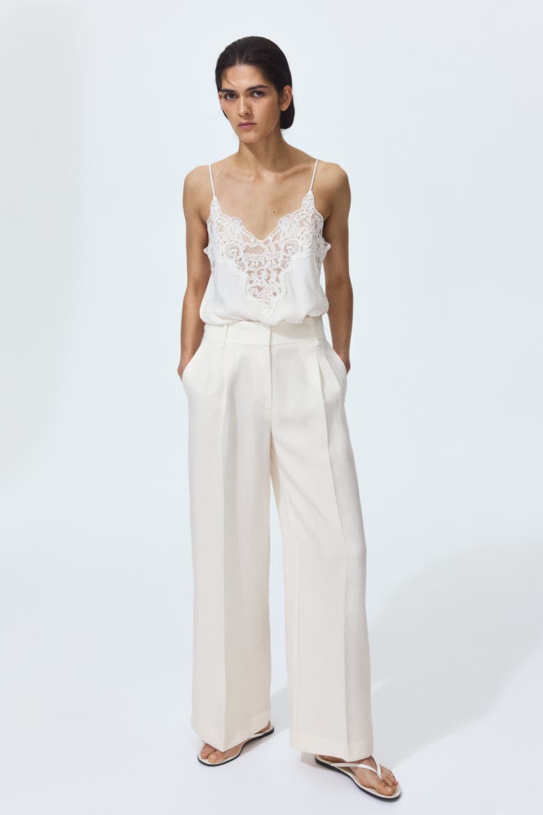 Wide Tailored Trousers, Alternate, color, Cream