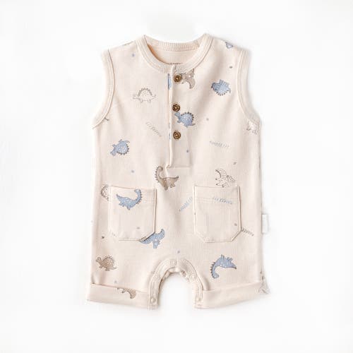 Andy Wawa Dino Pattern Romper In Beige
