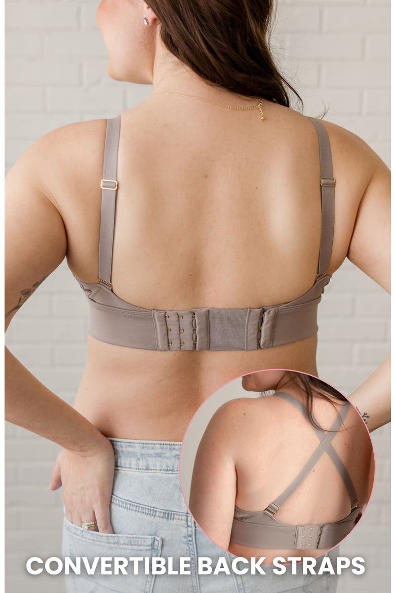 Busty Size - Ella Maternity & Nursing Lace Bralette, Alternate, color, Stone