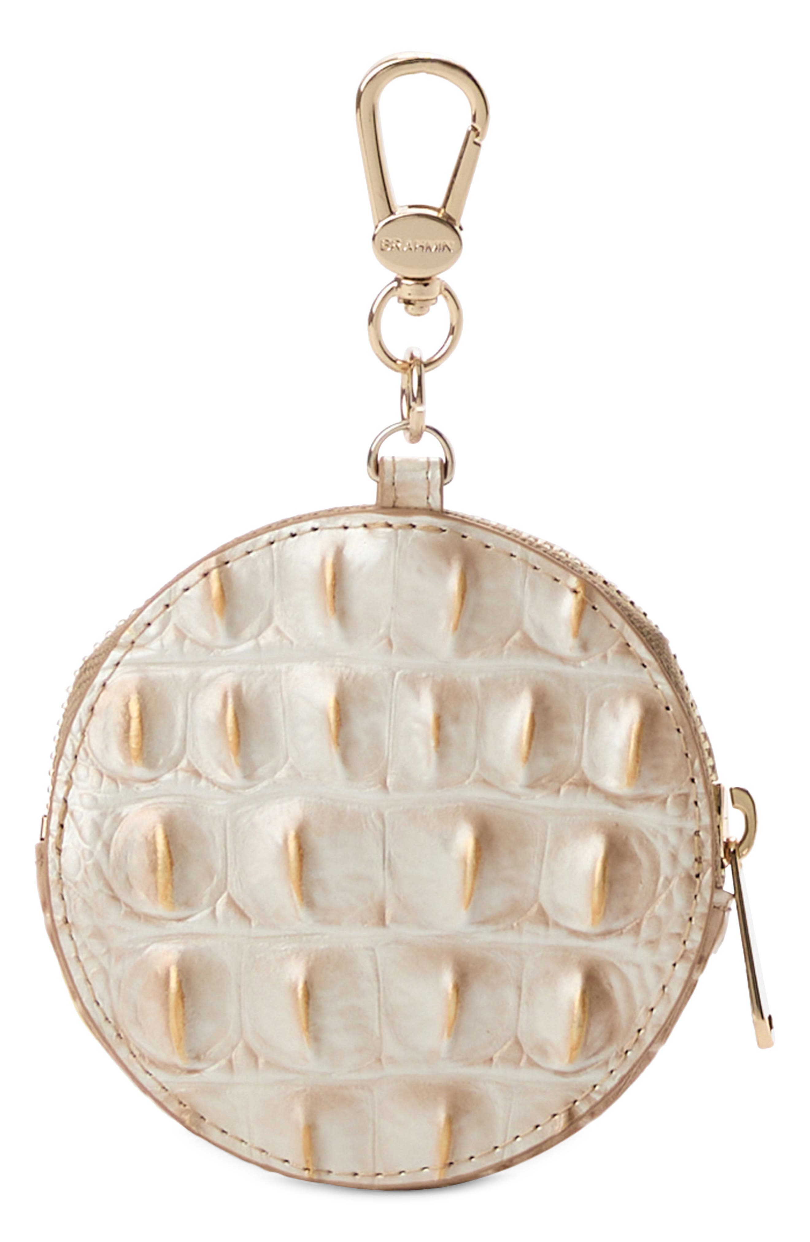 Brahmin Circle Croc Embossed Leather Coin Purse, Alternate, color, 
