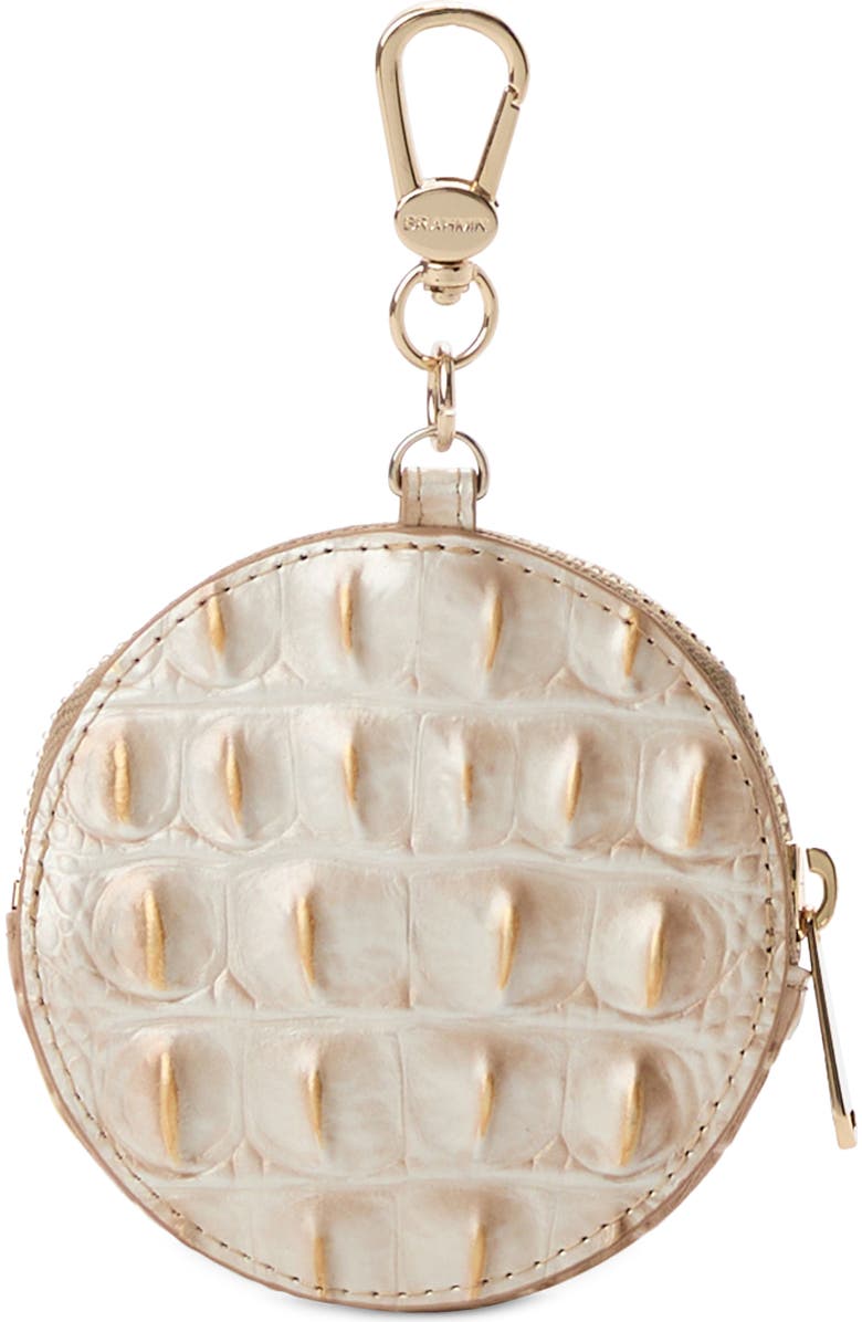 Brahmin Circle Croc Embossed Leather Coin Purse, Alternate, color,