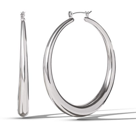 High Shine Silver Hoop Earrings