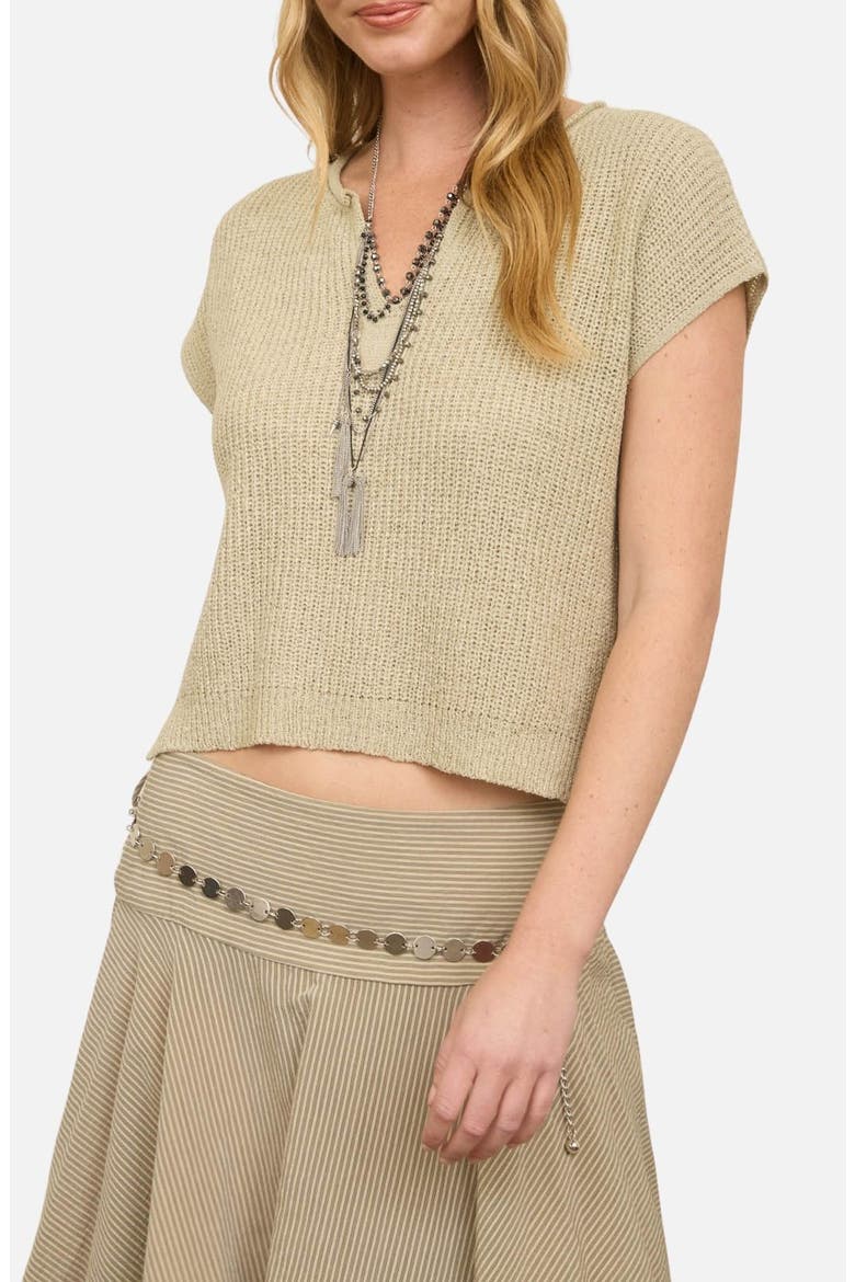 Batwing Sleeve Split Neck Sweater, Main, color, LIGHT OLIVE