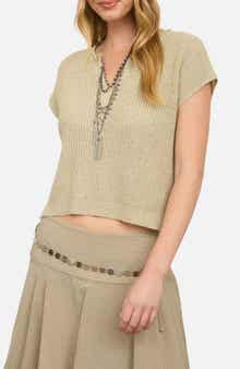 Blu Pepper Batwing Sleeve Split Neck Sweater