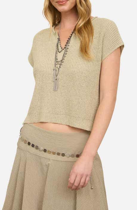 Blu Pepper Batwing Sleeve Split Neck Sweater