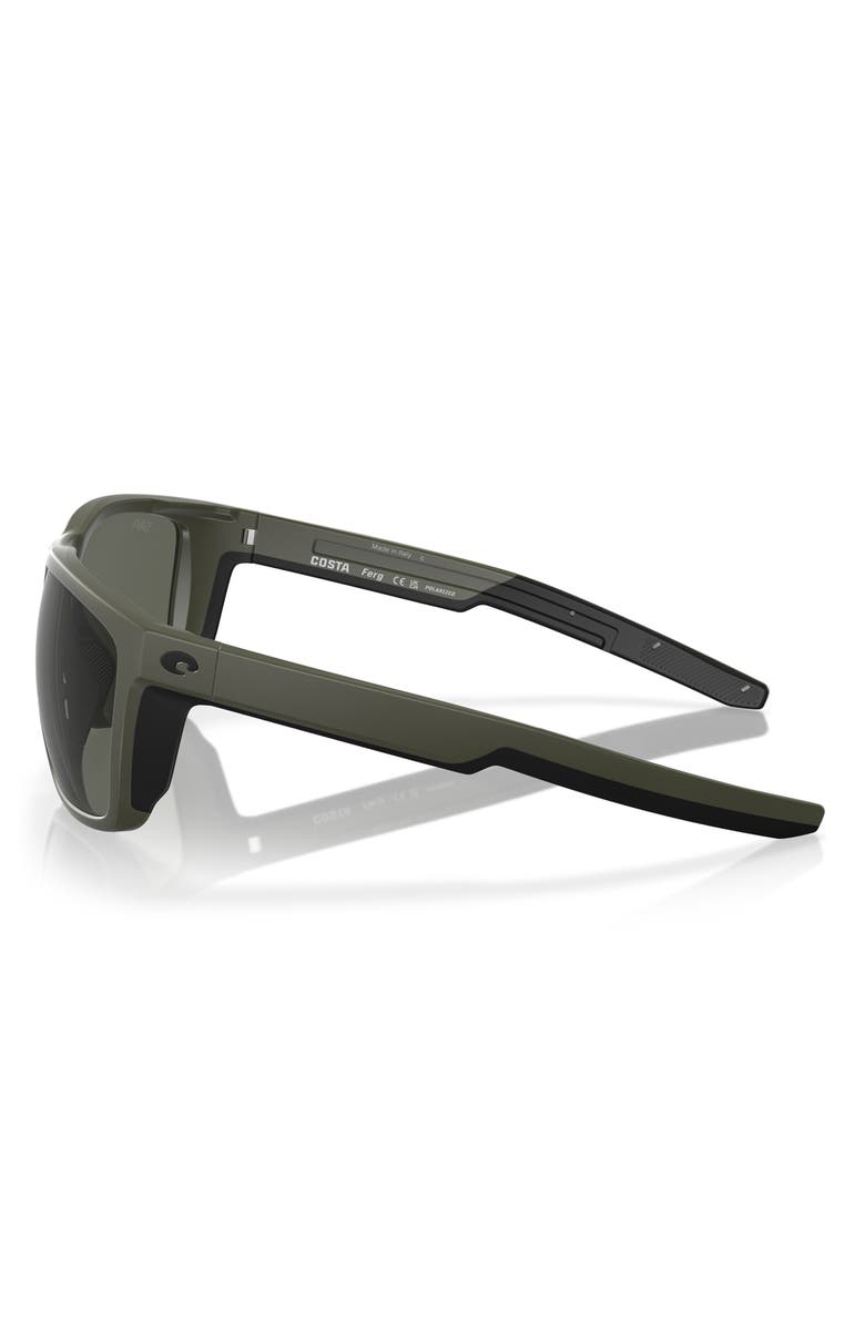 Costa Del Mar 57mm Polarized Square Sunglasses, Alternate, color, Matte Olive/ Gray 580G