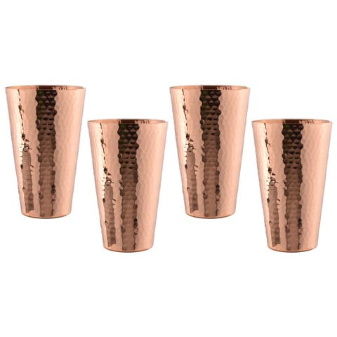 Hammered Copper Ice Tea Tumbler - Set of 4