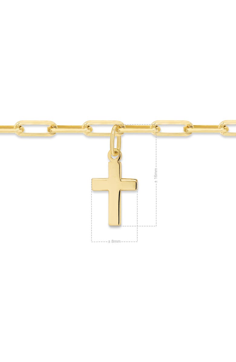 DEVATA Cross Charm with Paperclip Chain Bracelet in 14K Gold, 7.5", Alternate, color, Yellow Gold