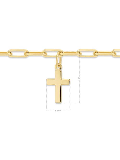 Devata Cross Charm With Paperclip Chain Bracelet In Gold