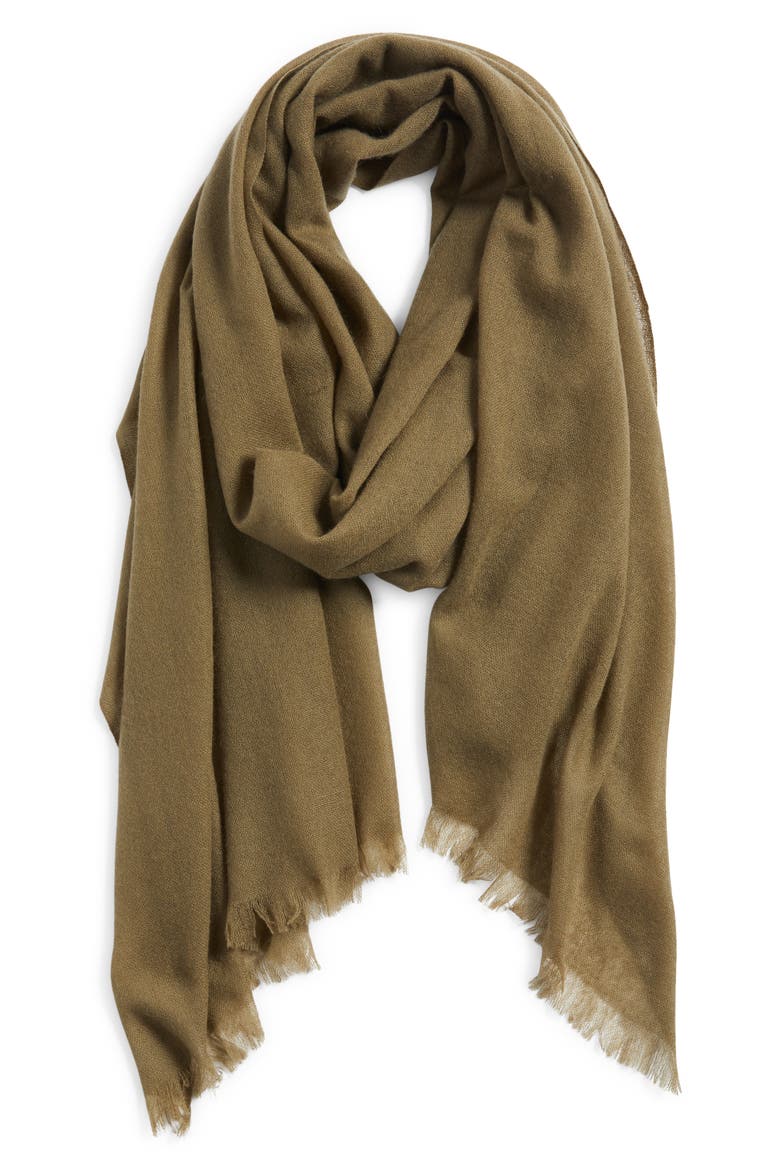 Textured Cashmere Scarf, Alternate, color, OLIVE COVERT