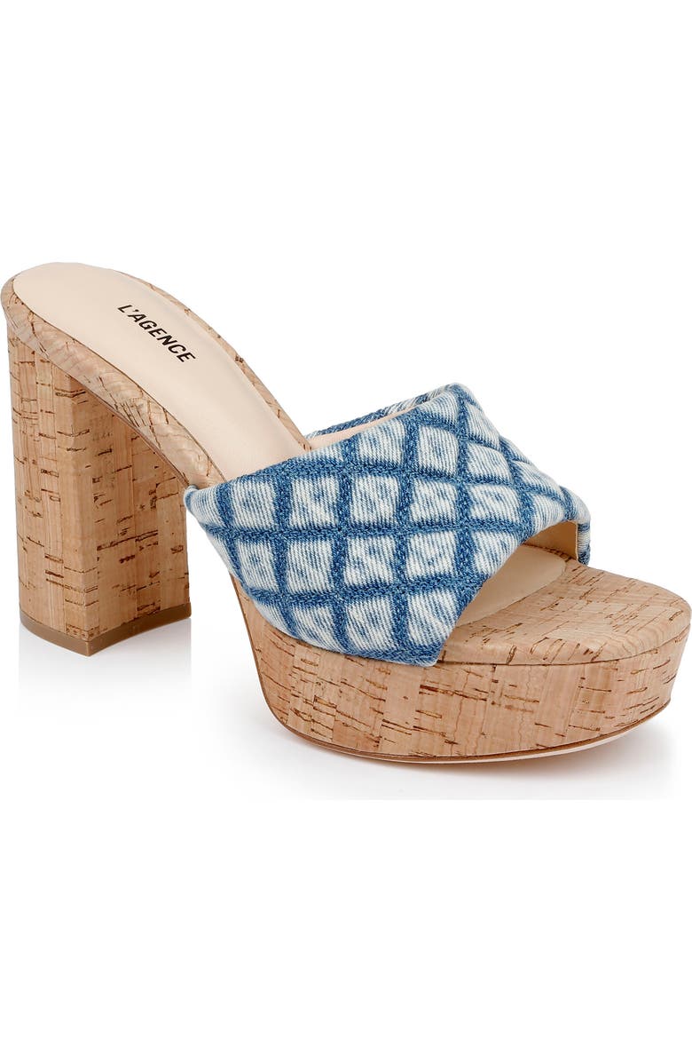 L'AGENCE Gabriell Platform Slide Sandal, Main, color, Light Denim