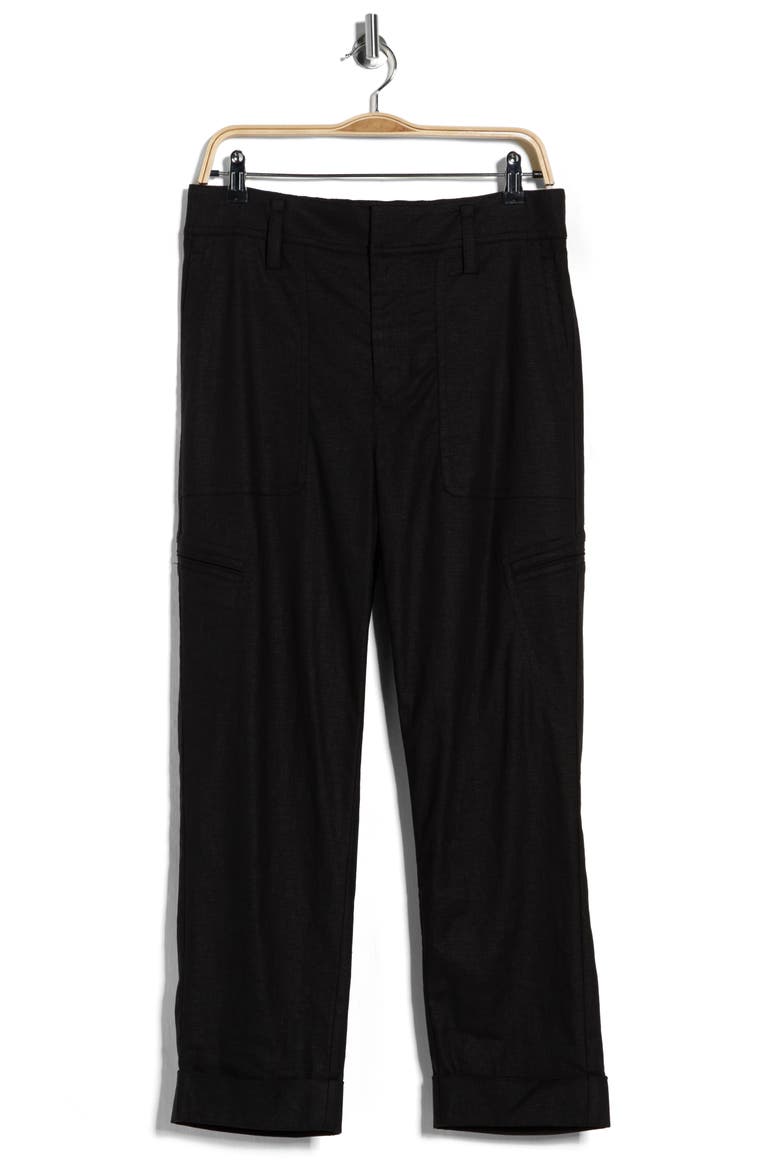 Linen Blend Utility Pants, Alternate, color, SOFT BLACK