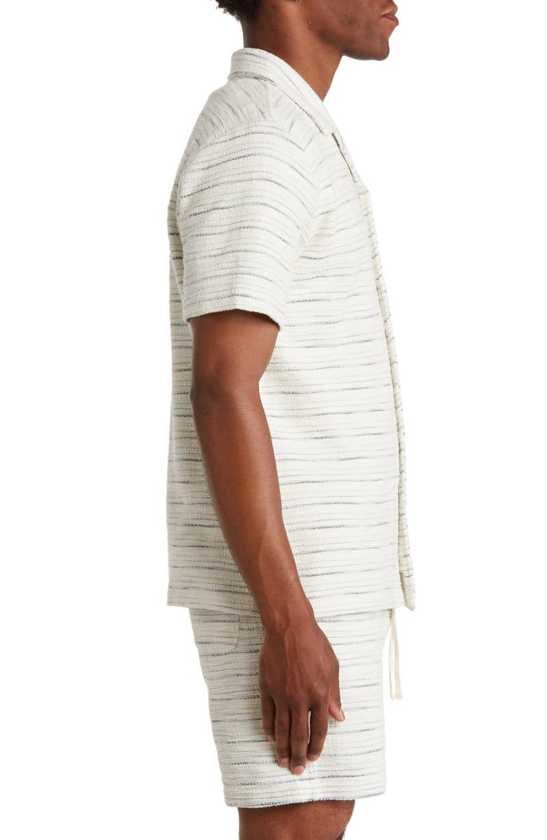 Marine Layer Stripe French Terry Short Sleeve Button-Up Camp Shirt, Alternate, color,