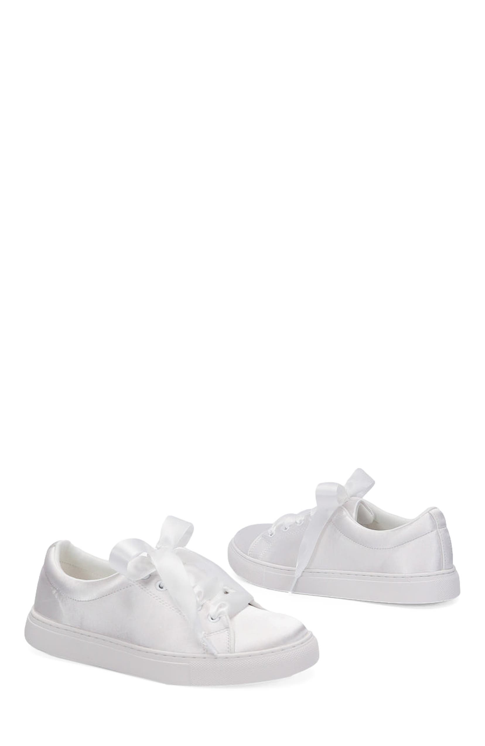 Lucy Satin Wedding Platform Sneakers, Alternate, color, White