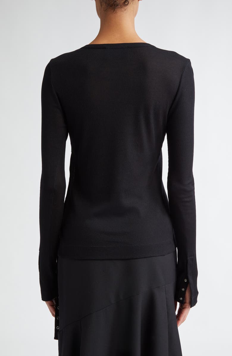 Simone Rocha Side Snap Long Sleeve Rib Top, Alternate, color,