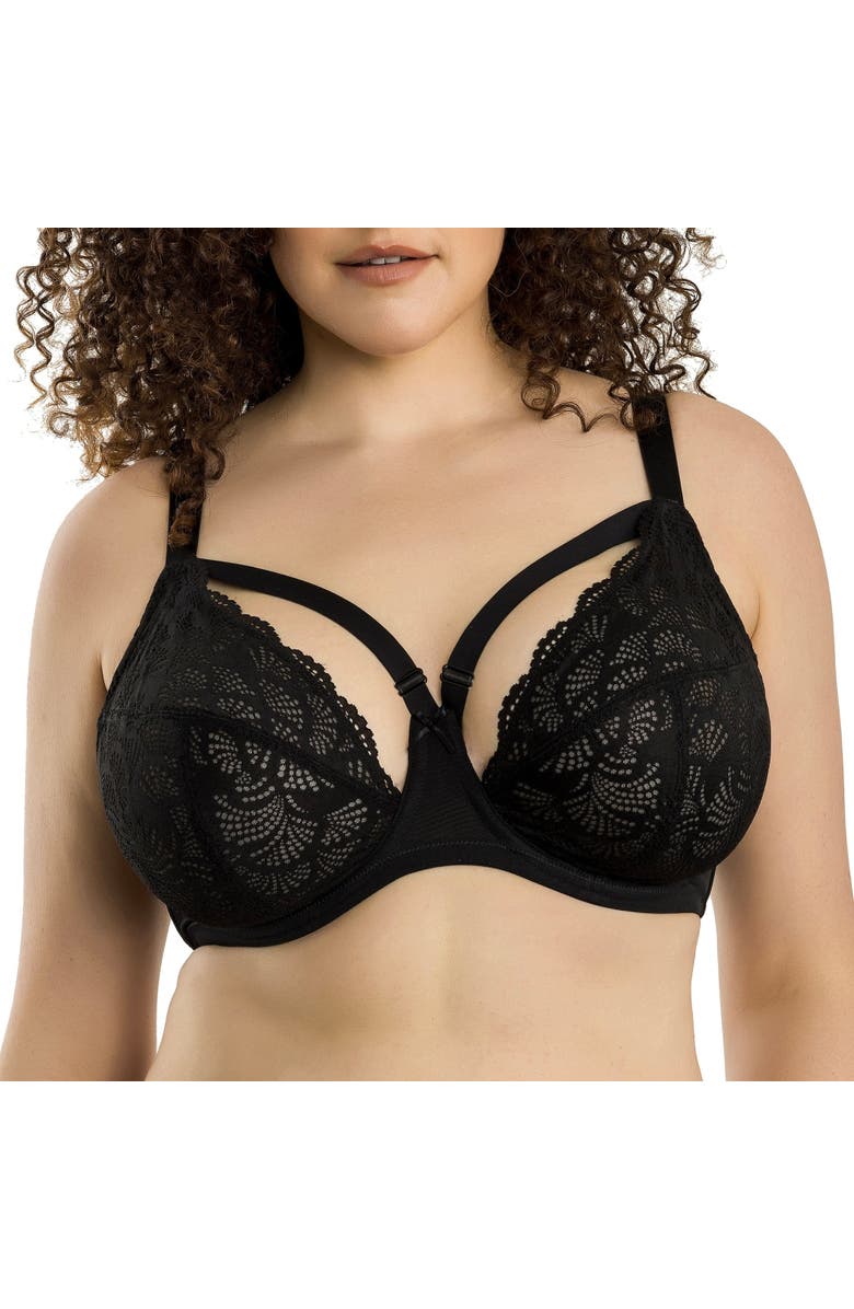 Parfait Olivia Lace Unlined Bra, Alternate, color, Black