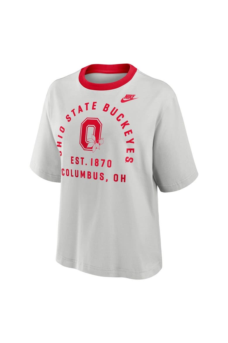 Women's Nike Gray Ohio State Buckeyes Legacy Arch Script Boxy T-Shirt, Alternate, color, Gray