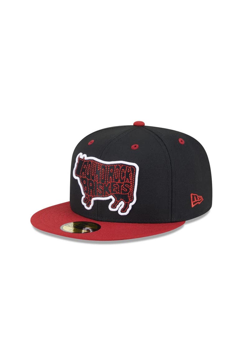 Men's New Era  Black Round Rock Express Theme Nights 59FIFTY Fitted Hat, Main, color, Black