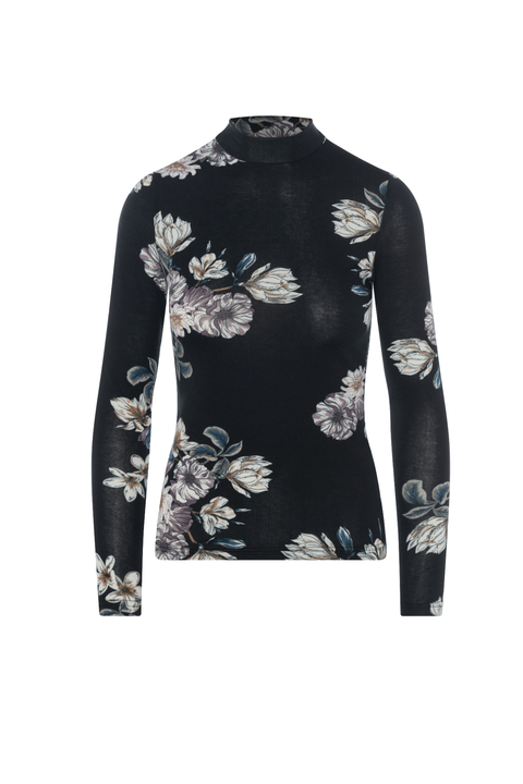 Ladies Printed Micro Mock Neck Tee