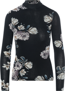 Riff Micro Mock Neck Floral Stretch Knit Tee
