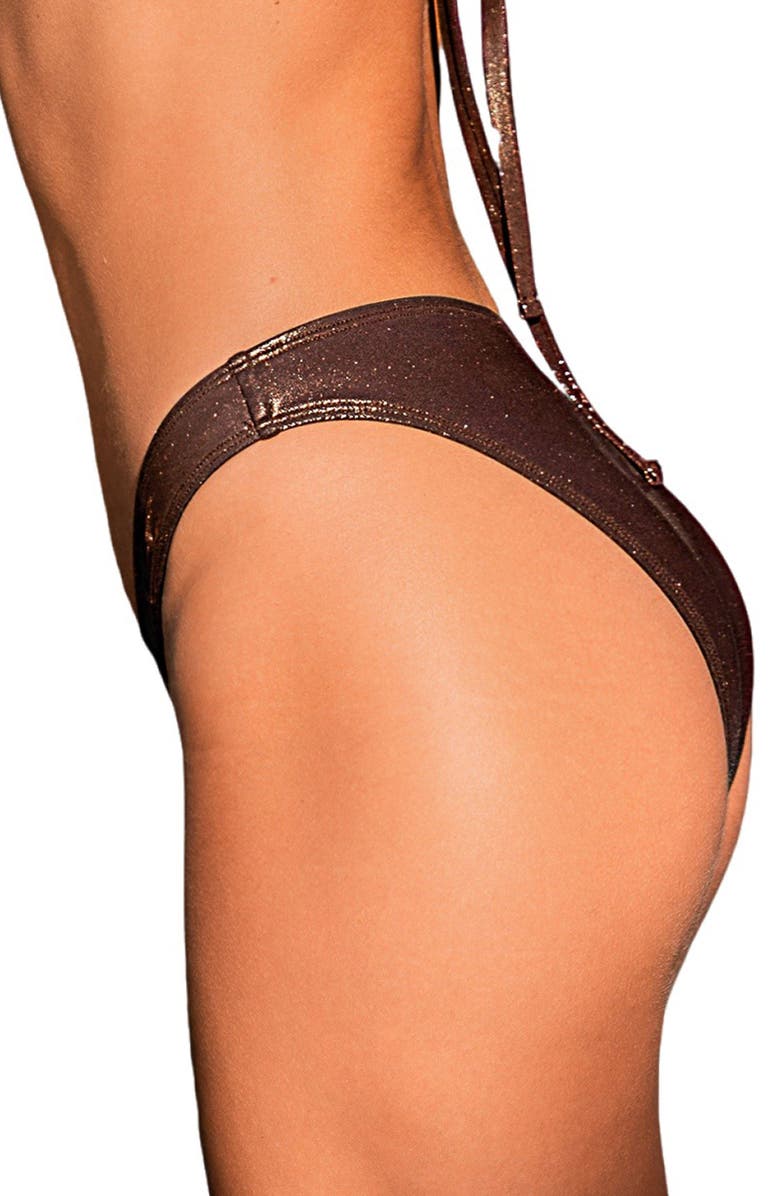 Cupshe Metallic Bikini Bottoms, Alternate, color, Brown