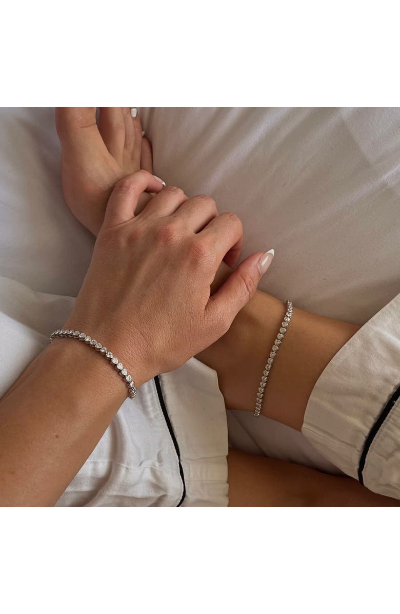 Leni James The Marie Heart Bezel Tennis Bracelet, Alternate, color, Silver