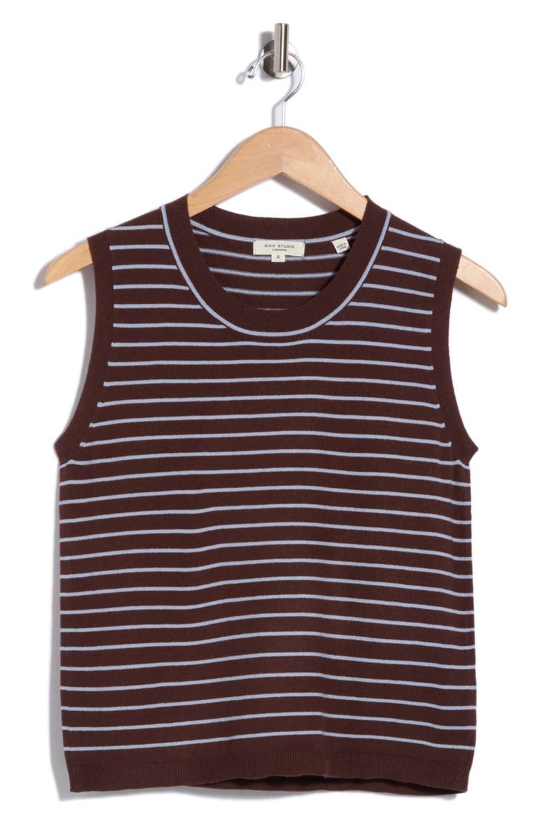 Striped Sweater Tank, Main, color, BROWN / SOFT BLUE