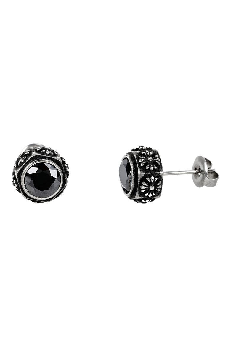 Men's Cubic Zirconia Stud Earrings, Main, color, SILVER