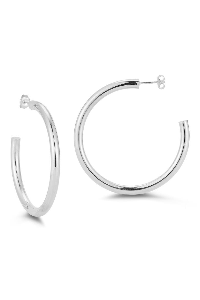 4mm Hoop Earrings, Main, color, SILVER