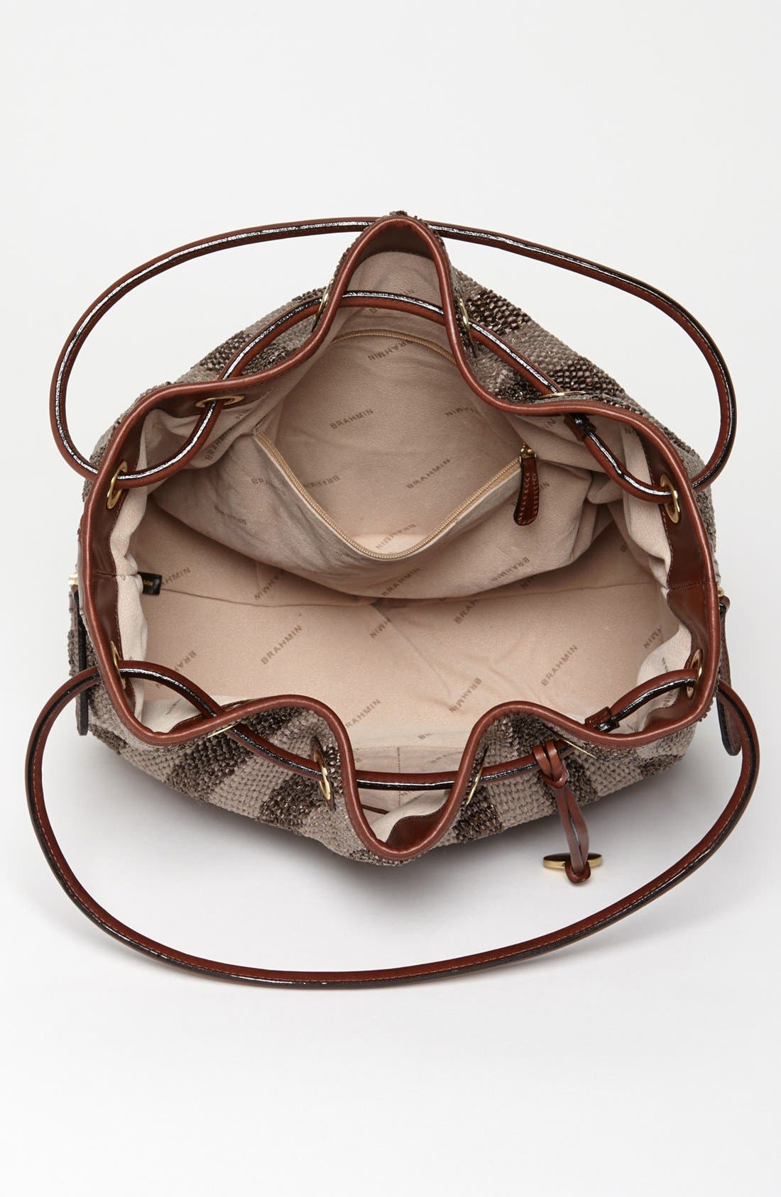 'Trina' Mixed Media Tote, Alternate, color, BROWN RAFFIA