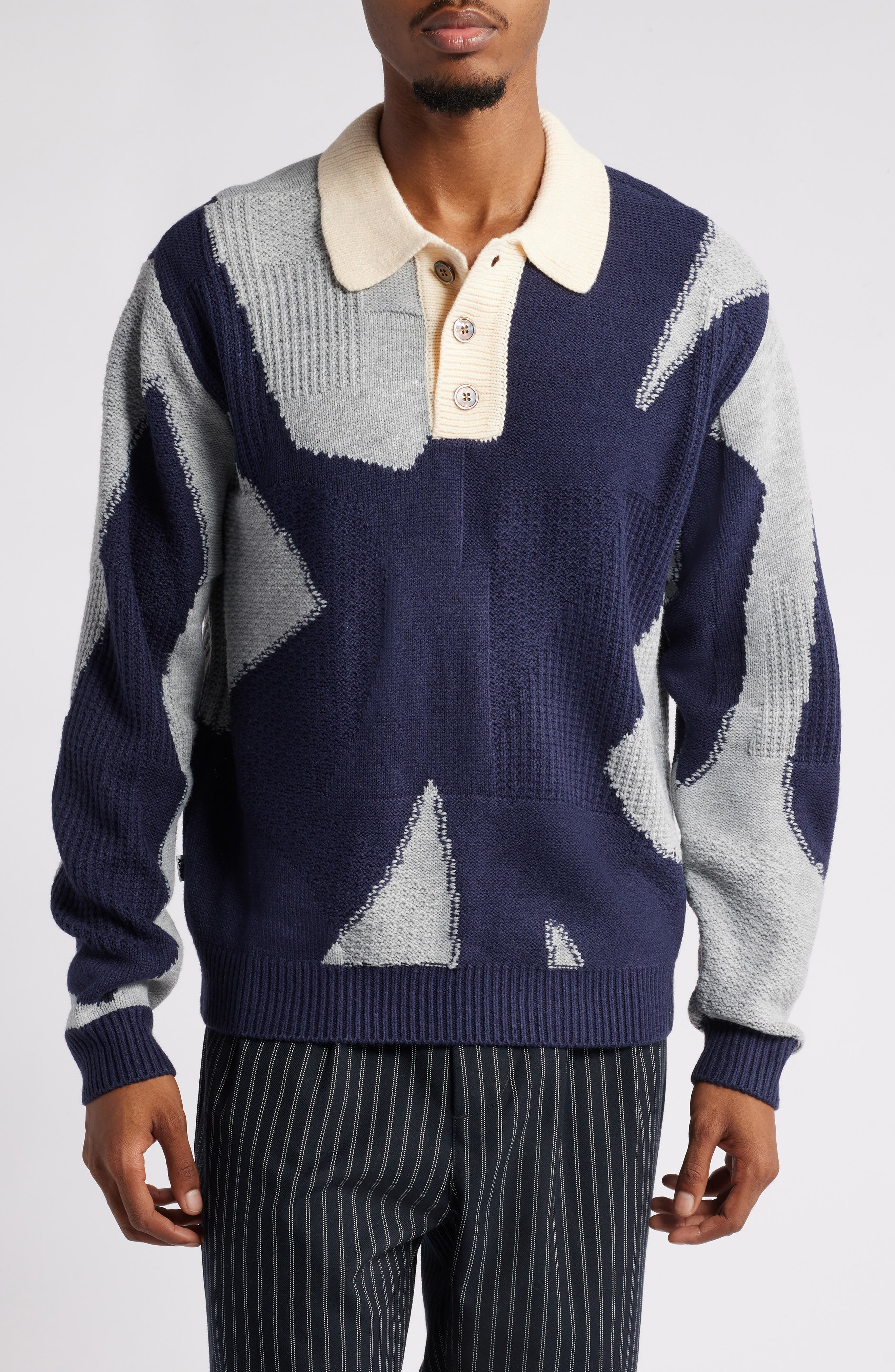 Obey Luca Mix Stitch Sweater in Heather Grey Multi 