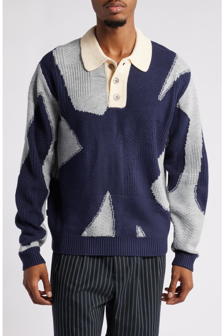 Luca Mix Stitch Sweater, Main, color, HEATHER GREY MULTI