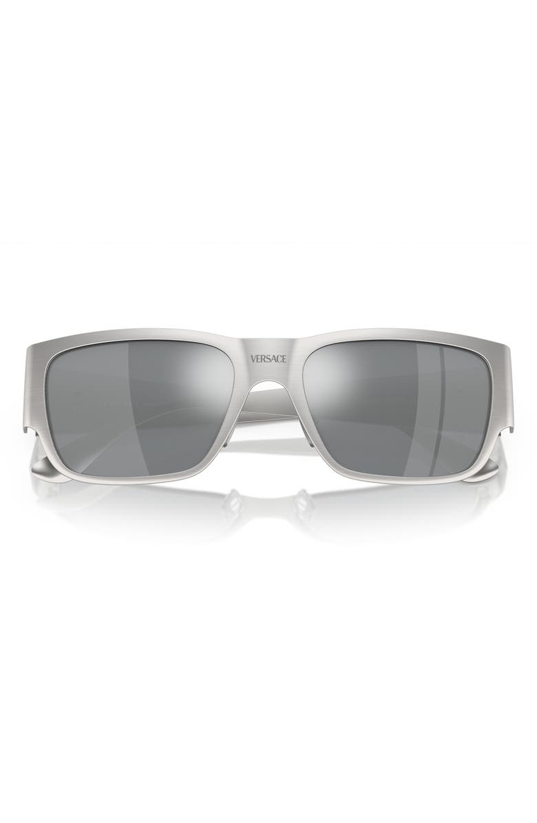 Versace 56mm Square Sunglasses, Alternate, color, Silver