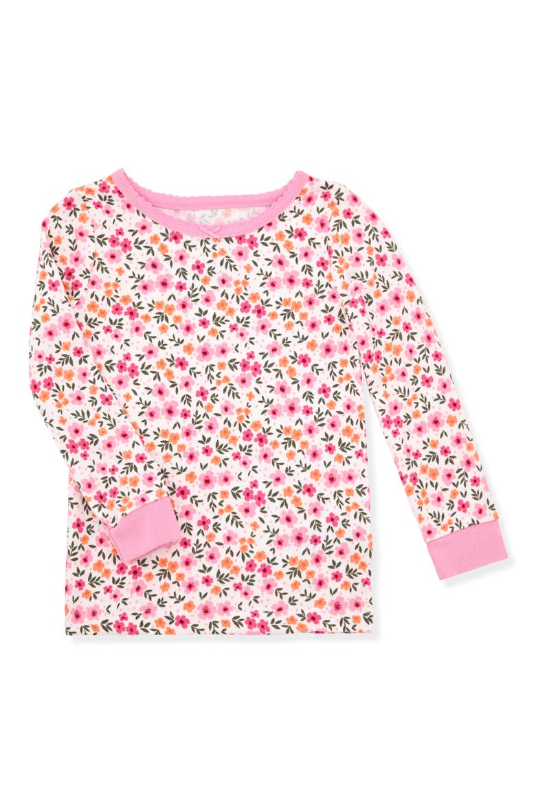 Print Fitted Two-Piece Pajamas & Socks Set, Alternate, color, PINK