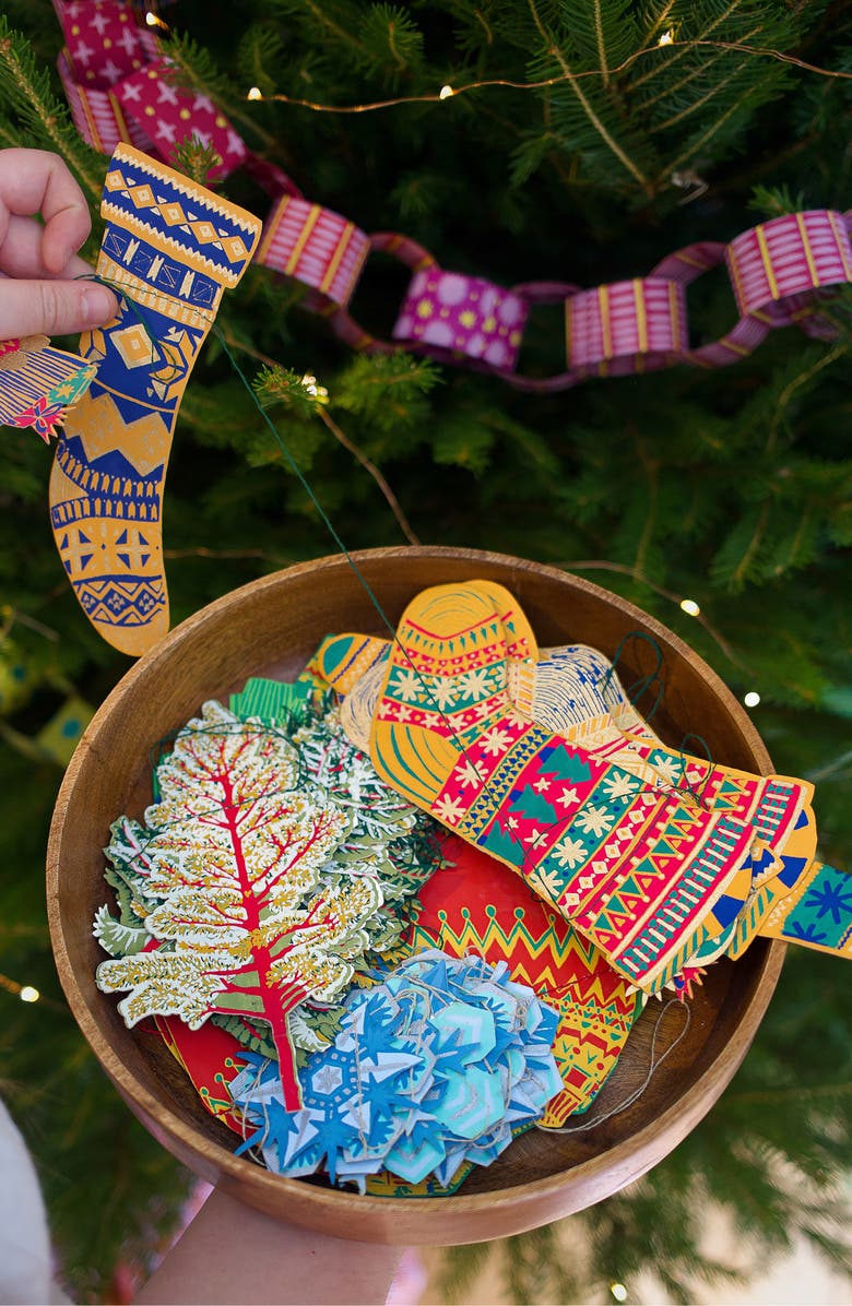 East End Press Paper Stockings Sewn Garland, Alternate, color, Mixed