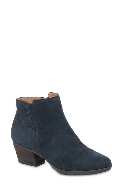 Navy leather ankle boots womens best sale