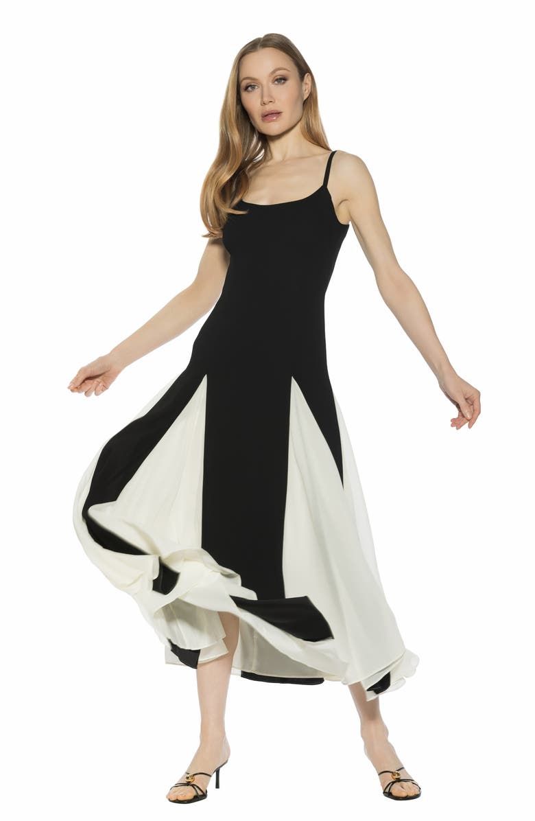 Alexia Admor Corvin Colorblock Godet Maxi Dress, Alternate, color, Black/ White