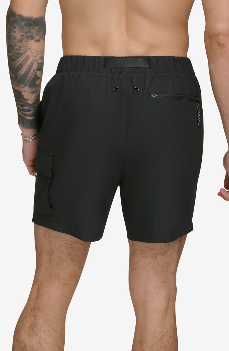 DKNY Cargo Volley Stretch Swim Trunks, Alternate, color, Black
