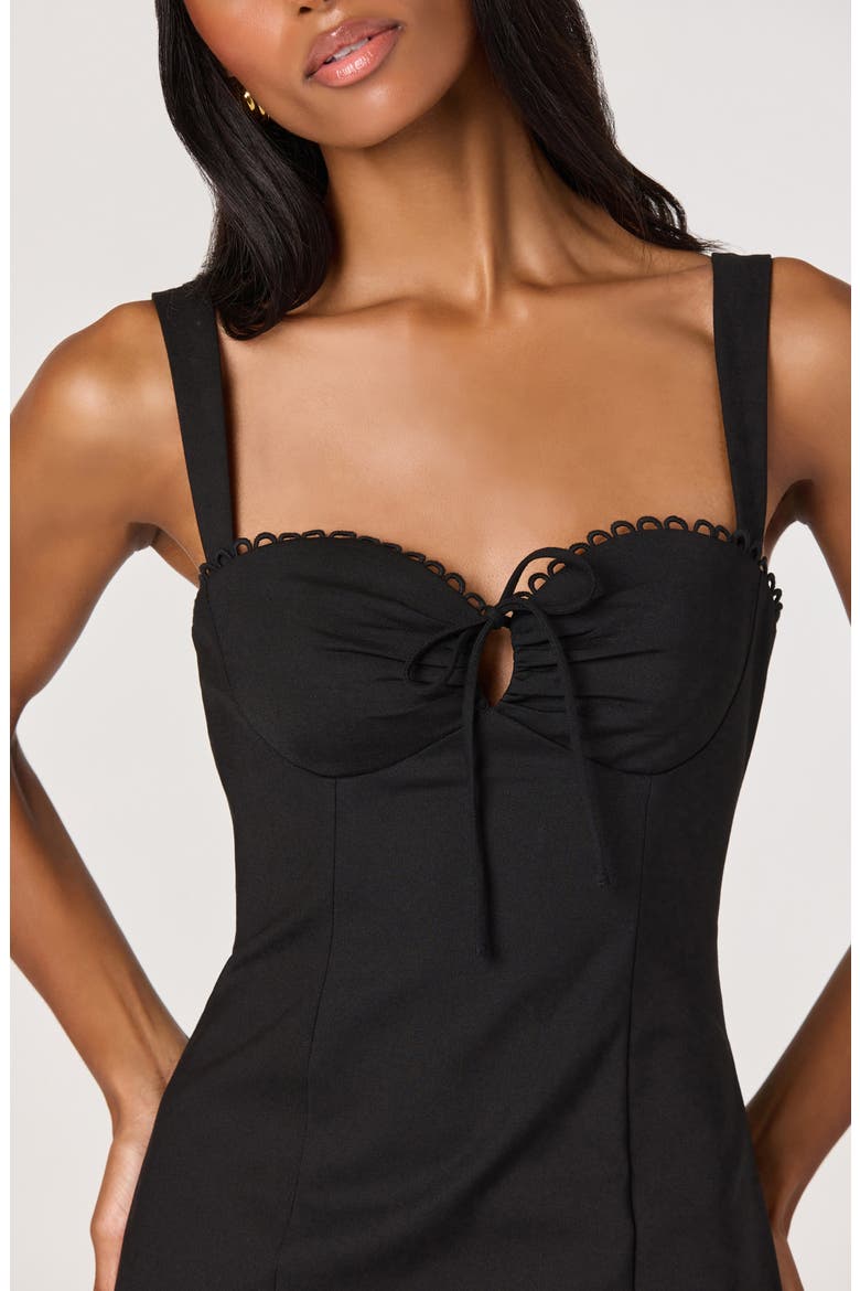 Raziela Scalloped Trim Pencil Dress, Alternate, color, BLACK