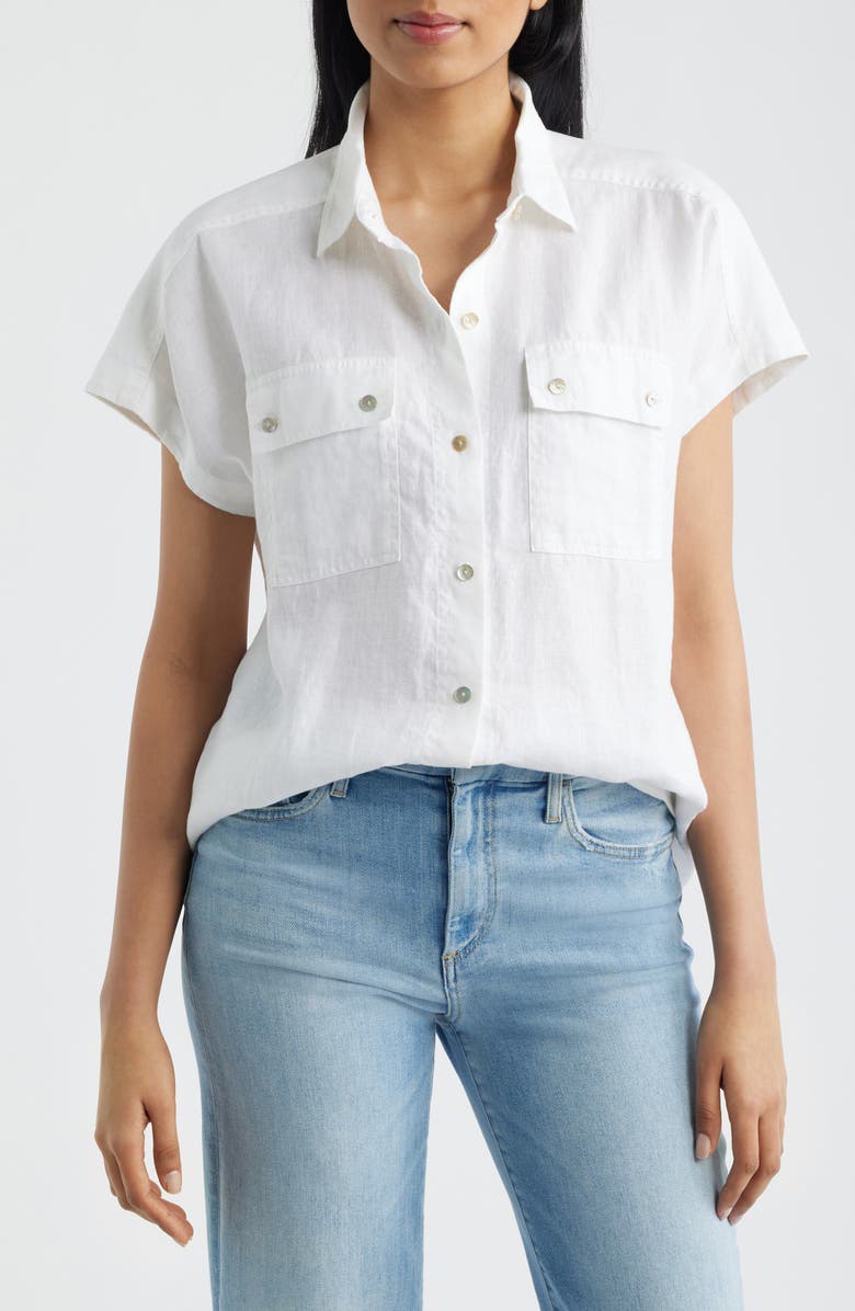 Tommy Bahama Castialina Utility Linen Button-Up Shirt, Main, color, White