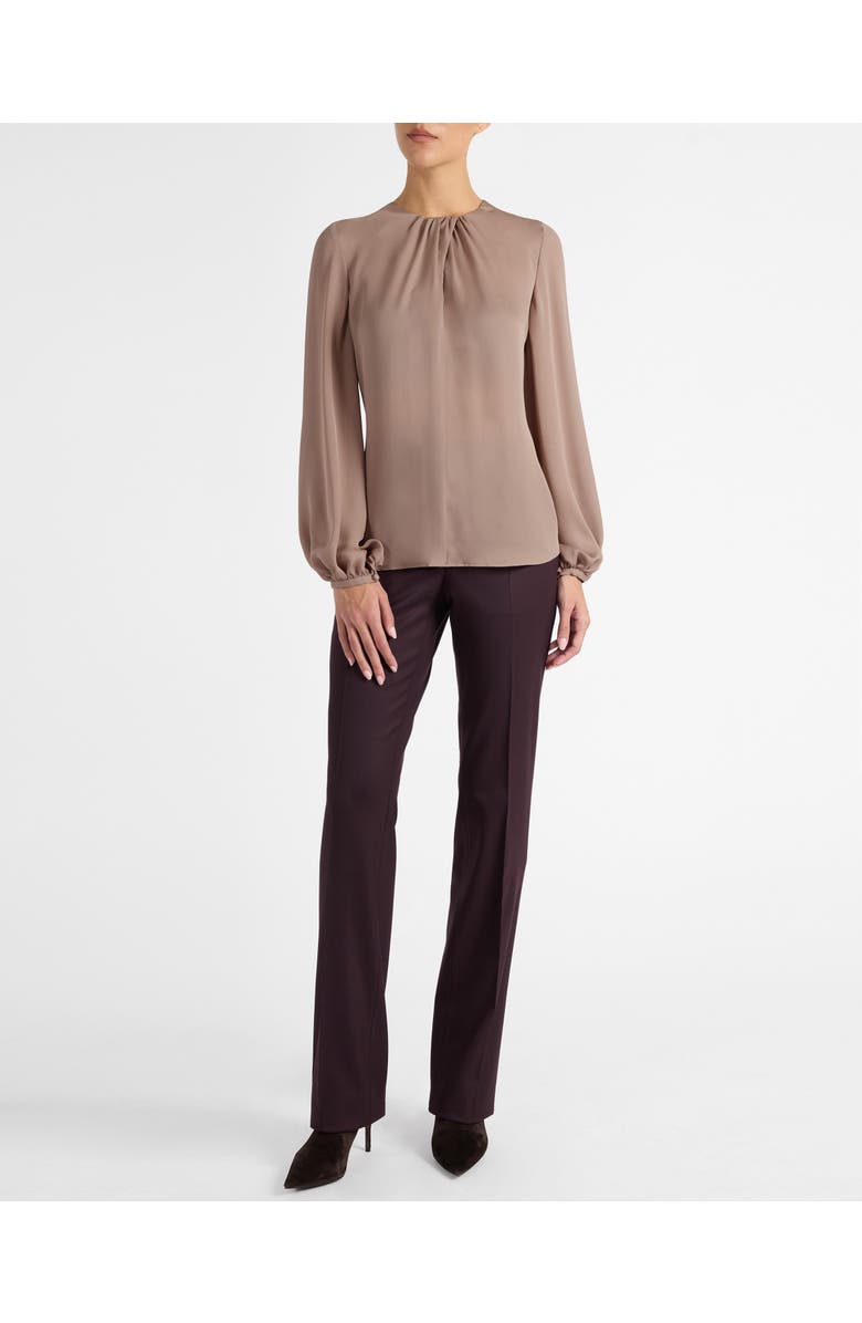 Santorelli Elena Long Sleeve Twist Neckline Blouse in Silk Charmeuse, Alternate, color, Dusty Mauve
